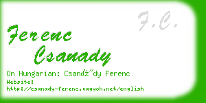 ferenc csanady business card